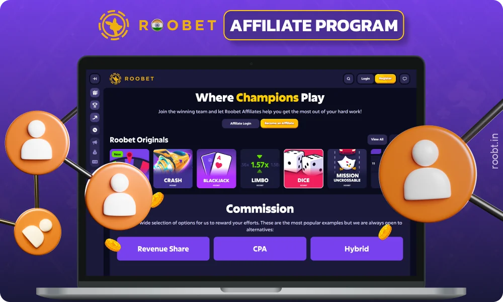 The Roobet affiliate program gives players the opportunity to earn extra money